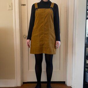 Brown Copper Key Corduroy Overall Dress - Small